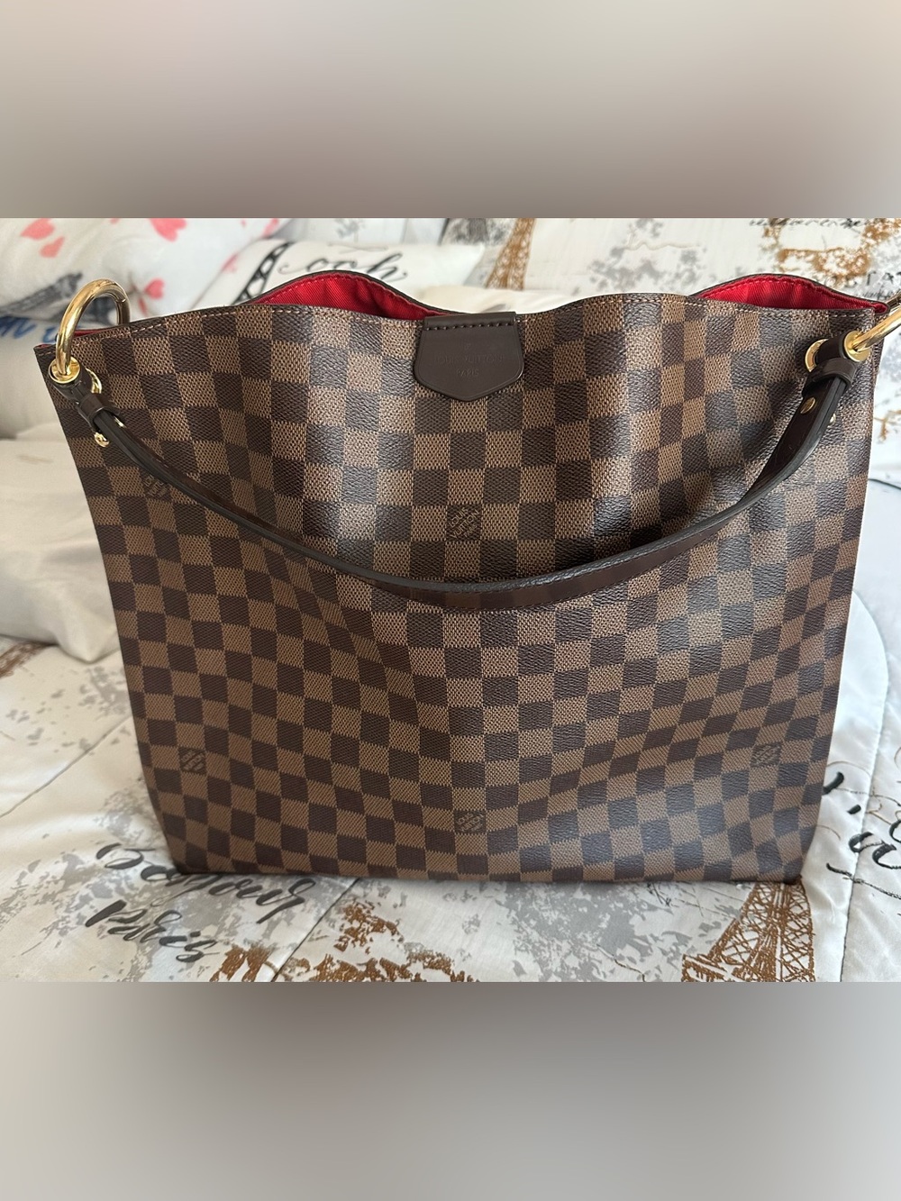 Louis Vuitton Damier Ebene Graceful MM With Cerise interior